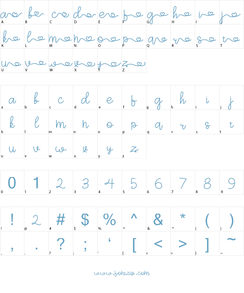 ArohA Demo Font Character